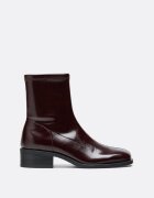 Stradivarius Botine Plate Stretch Imitație De Piele Roșu Închis 38