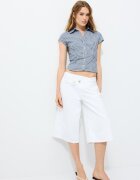 Stradivarius Cămașă Cu Mânecă Scurtă Și Cusătură Sub Bust Marine Xs
