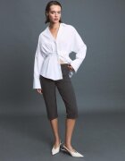 Stradivarius Cămașă Din Poplin Cu Pliuri Alb Xs