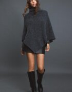 Stradivarius Capă Din Tricot Cu Guler Înalt Gri Închis M
