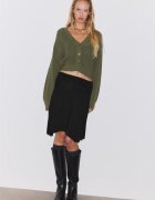 Stradivarius Cardigan Cu Decolteu În V Kaki Xl
