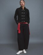 Stradivarius Cardigan Din Tricot Cu Două Rânduri De Nasturi Și Guler Cu Bandă Negru Xs