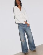 Stradivarius Cardigan Din Tricot Cu Fermoar Și Glugă Ecru L