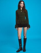 Stradivarius Cardigan Din Tricot Cu Franjuri Kaki S