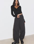 Stradivarius Cardigan Din Tricot Cu Închidere Petrecută Și Nasturi Negru S