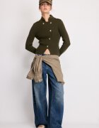 Stradivarius Cardigan Din Tricot Cu Nasturi Kaki Xs