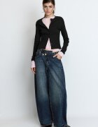 Stradivarius Cardigan Din Tricot Cu Pernițe La Umeri Negru S