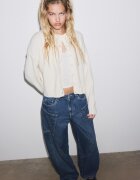 Stradivarius Cardigan Din Tricot Oversize Ecru L