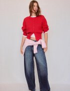 Stradivarius Cardigan Tricot Cu Mânecă Raglan Roșu M