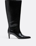 Stradivarius Cizme Cu Toc Kitten Și Carâmb Lat Negre Negru 37