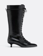 Stradivarius Cizme Cu Toc Kitten Și Șireturi Negru 40