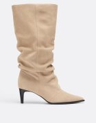 Stradivarius Cizme Cu Toc Slouchy Din Piele Bej 35