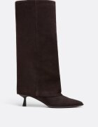 Stradivarius Cizme Din Piele Cu Toc Kitten Și Pantaloni Cu Picior Maro 38