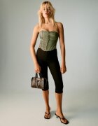 Stradivarius Corset Cu Șiret Kaki Xs