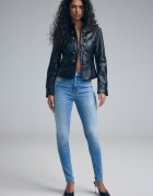 Stradivarius D07 Blugi Skinny Fit Visoki Struk Efect Prespălat Denim Albastru Mediu Deschis 34