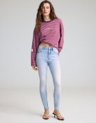 Stradivarius D07 Blugi Skinny Visoki Struk Efect Prespălat Denim Albastru Mediu Deschis 42
