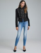 Stradivarius D09 Blugi Skinny Fit Cu Talie Foarte Înaltă Efect Prespălat Denim Albastru Mediu 40