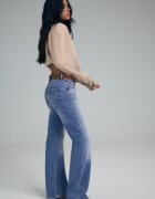 Stradivarius D68 Blugi Bootcut Fit Cu Cordon Albastru Mediu 38
