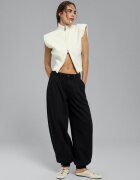 Stradivarius D72 Jeans Bufant Efect Prespălat Negru Denim 40