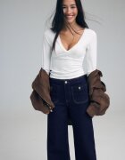 Stradivarius D77 Blugi Minimalist Cu Buzunare Albastru Foarte Închis/Decolorat 38