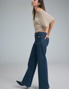 Stradivarius D77 Blugi Minimalist Cu Buzunare Albastru Mediu 34