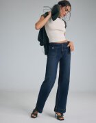 Stradivarius D77 Blugi Minimalist Cu Buzunare Efect Prespălat Denim Gri Perlat 44