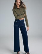 Stradivarius D77 Blugi Minimalist Cu Buzunare Efect Prespălat Denim Overdyed 44