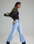 Stradivarius D78 Blugi Cropped Evazați Denim Albastru 40