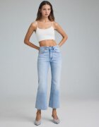 Stradivarius D78 Blugi Cropped Evazați Efect Prespălat Denim Albastru Deschis 42
