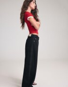 Stradivarius D80 Blugi Barrel Denim Negru Efect Prespălat 40