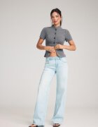 Stradivarius D91 Blugi Largi Cu Talie Joasă Denim Albastru 42