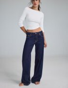 Stradivarius D91 Blugi Largi Cu Talie Joasă Efect Prespălat Denim Overdyed 42