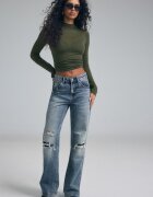 Stradivarius D92 Blugi Drepți Și Largi Efect Prespălat Denim Overdyed 42