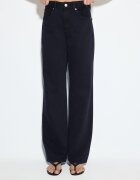 Stradivarius D92 Blugi Straight Wide Cu Rupturi Bleumarin Închis 38