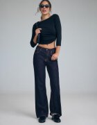 Stradivarius D92 Blugi Straight Wide Cu Rupturi Efect Prespălat Denim Overdyed 34