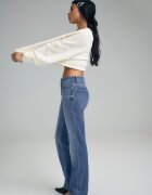Stradivarius D98 Blugi Straight Cu Aspect Vintage Albastru Mediu 42