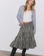 Stradivarius Fustă Cu Carouri Maro Xl