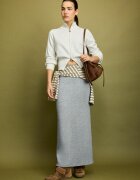 Stradivarius Fustă Lungă Cu Textură Fină Gri Marengo M
