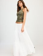 Stradivarius Fustă Midi Boho Alb Xs