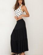 Stradivarius Fustă Midi Boho Negru Xs