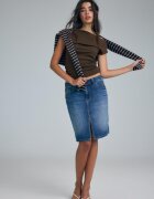 Stradivarius Fustă Midi Din Denim Albastru Overdye 36
