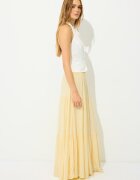 Stradivarius Fustă Midi Stil Țărănesc Galben Pastel Xs