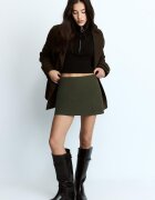 Stradivarius Fustă-Pantalon Cu Deschidere Laterală Kaki S