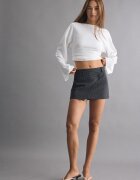 Stradivarius Fustă-Pantalon Mini Petrecută Gri Marengo L