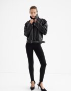 Stradivarius Geacă Biker 100% Piele Negru L
