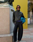 Stradivarius Geacă Biker Oversize Din Imitație De Piele Kaki Xl
