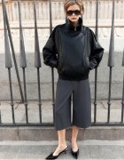Stradivarius Geacă Biker Oversize Din Imitație De Piele Negru Xl