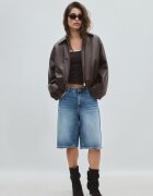 Stradivarius Geacă Bomber Matlasată Din Imitație De Piele Maro S