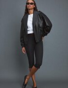 Stradivarius Geacă Boxy Matlasată Din Imitație De Piele Negru Xl