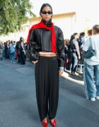 Stradivarius Geacă Cu Umeri Structurați Buzunare Și Imitație De Piele Negru L